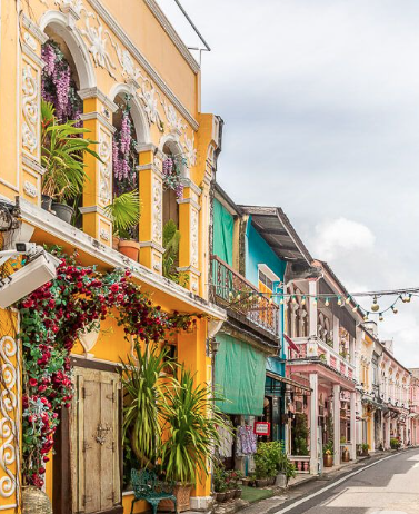 Phuket old town colourful streets